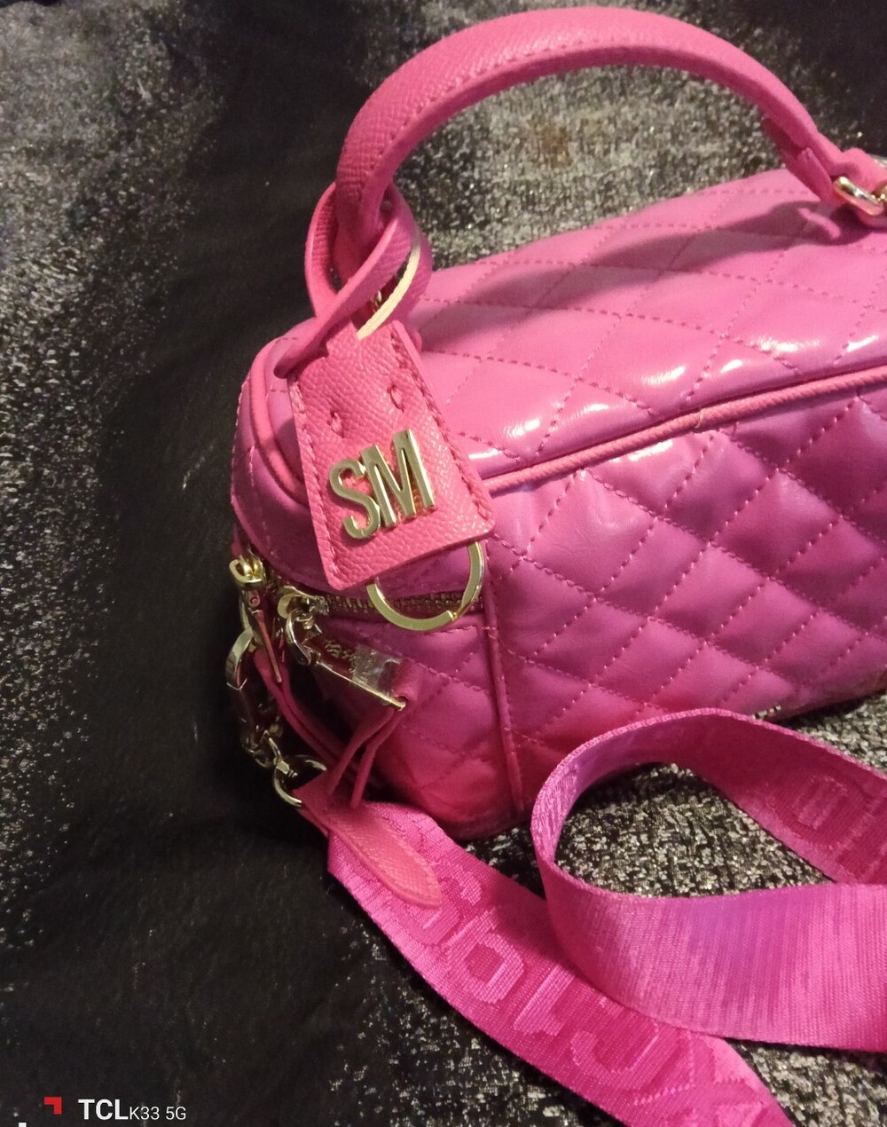Quilted Barrel Crossbody Bag - Hot Pink